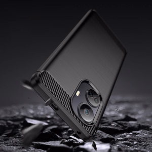Carbon Case dėklas Realme 10 Pro+ lankstus silikoninis anglies dangtelis juodas