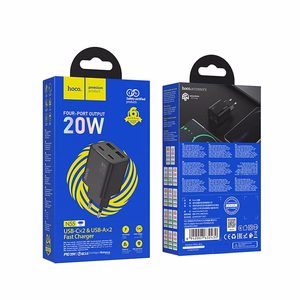 Įkroviklis Hoco 2 x USB C + 2 x USB A QC3.0 PD 3A 20W N55 juodas