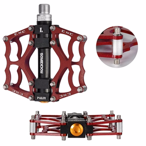 Rockbros JT201012LR 2010-12L aliumininiai platforminiai dviračio pedalai – raudoni