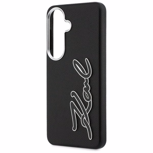 Karl Lagerfeld Grained Signature Metal Resin Logo dėklas Samsung Galaxy S26 juodas