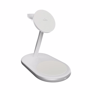 Puro Mag Station Qi2 3-in-1 belaidis įkroviklis, suderinamas su MagSafe - baltas