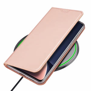 Dux Ducis Skin Pro dėklas telefonui Xiaomi 13 Pro su kortelių laikikliu ir stovu rožinis
