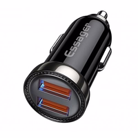 Automobilinis įkroviklis Essager "Turbo Dual" mėlynas 18W (2xQC3.0)