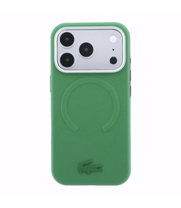 Dėklas Lacoste PVC Petit Pique Semi Wrap Embossed MagSafe Apple iPhone 18 Pro Max žalias