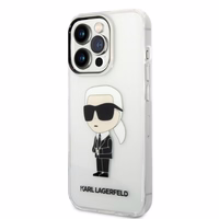 Karl Lagerfeld Ikonik Karl dėklas telefonui iPhone 14 Pro - permatomas