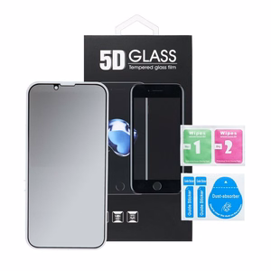 5D pilno klijų apsauginis stiklas – iPhone 13 / 16e (SE 4 2025) (privatumo) juodas