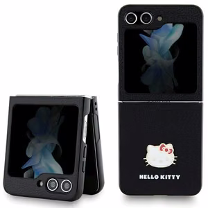 Hello Kitty Metal Logo Kitty Head dėklas Samsung Galaxy Z Flip 5 - juodas