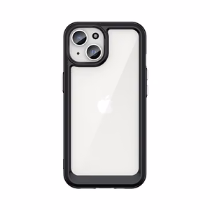 Усиленный чехол с гибкой рамкой для iPhone 15 Plus Outer Space - чёрный
