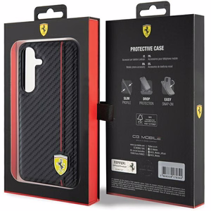 Ferrari Carbon Printed Line dėklas telefonui Samsung Galaxy S24+ - juodas
