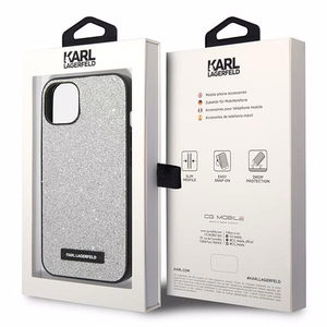 Dėklas telefonui Karl Lagerfeld KLHCP14MG2ELS iPhone 14 Plus 6.7\" sidabro / sidabro Glitter Plaque Logo