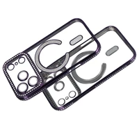 Bling Magsafe violetinis dėklas telefonui iPhone 17 Pro