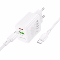 Įkroviklis Borofone BN27 20W USB-C/USB-A + USB-C to USB-C cable 1.0m baltas
