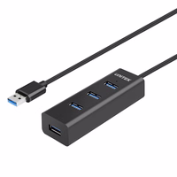 UNITEK Y-3089V01 sąsajos šakotuvas USB 3.2 Gen 1 (3.1 Gen 1) Type-A 5000 Mbit/ai Juoda