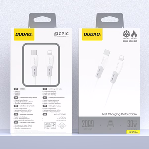 Dudao L25SX 30W USB-C - Lightning laidas su minkštu silikoninu apvalkalu 2m - baltas
