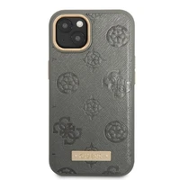 Guess GUHMP13MSAPSTG iPhone 13 6.1" pilkas/pilkas kietas dėklas Peony Logo Plate Magnetinis