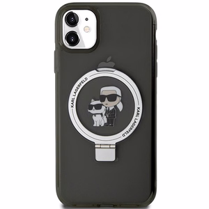 Karl Lagerfeld Ring Stand Karl&Choupette MagSafe чехол для iPhone 11 / Xr - чёрный