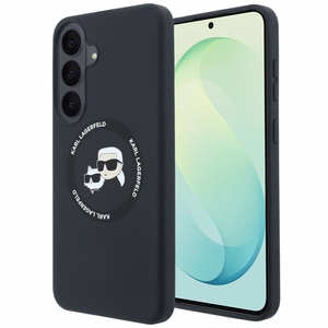 Karl Lagerfeld Silicone Karl&Choupette Heads MagSafe dėklas Samsung Galaxy S26 FE – juodas
