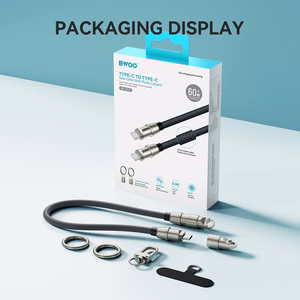 BWOO dirželis kabelis USB-C - USB-C 0.3m 60W su dirželiu
