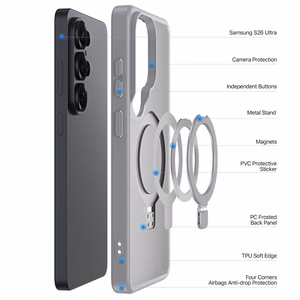 Dėklas Dux Ducis Yind Magnetic Stand Samsung S948 S26 Ultra pilkas