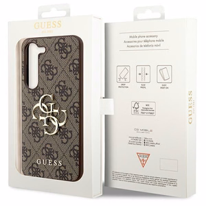 Guess 4G Didelio Metalinio Logotipo Dėklas telefonui Samsung Galaxy S24+ - rudas