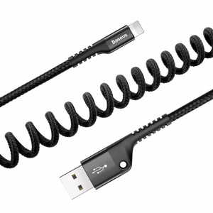 USB kabelis Fish eye Spring Lightning 2.0A 1m juodas CALSR-01