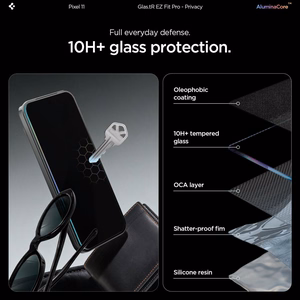 Spigen Glas.tR EZ Fit Pro HD 2 vnt. privatumo grūdintų stiklų rinkinys, skirtas Google Pixel 10 / 11