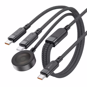 "Acefast C6-11" USB-C 3in1 kabelis - 2x USB-C / Qi 480Mb/s 100W 1,2 m - juodas