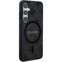 Guess 4G Collection Odinis Metalinis Logotipas Magnetinis dėklas telefonui Samsung Galaxy S24 - juoda