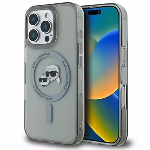 Karl Lagerfeld IML Metal Karl&Choupette Head magnetinis dėklas telefonui iPhone 16 Pro Max - juodas