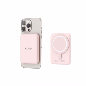 Tech-Protect LifeMag PB10 išorinė baterija su MagSafe 5000mAh 15W USB-C jungtimi - rožinė + USB-C kabelis