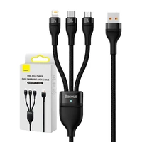 3in1 USB kabelis Baseus Flash Series, USB-C + micro USB + Lightning, 100W, 1.2m (juodas)