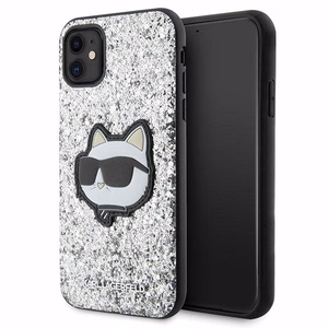 Karl Lagerfeld KLHCN61G2CPS iPhone 11 / Xr 6.1" серебряный/серебряный хардкейс Glitter Choupette Patch