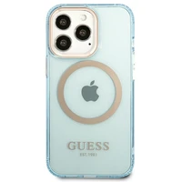 Guess Gold Outline permatomas Magnetinis MagSafe dėklas telefonui iPhone 13 Pro / iPhone 13 - mėlynas