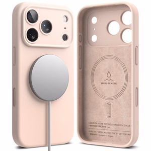 Ringke Silikoninis magnetinis MagSafe dėklas telefonui iPhone 17 Pro - rožinis