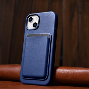 iCarer Dėklas Odinis viršelis iPhone 14 Plus natūralios odos dėklas mėlynas (suderinamas su MagSafe)