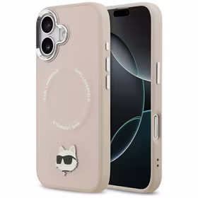 Karl Lagerfeld Choupette Pin Magnetinis dėklas telefonui iPhone 17 - rožinė