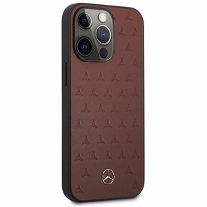 Mercedes MEHCP13LPSQRE iPhone 13 Pro / 13 6.1" raudonas dėklas Leather Stars Pattern