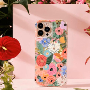 Rifle Paper Clear MagSafe dėklas, skirtas iPhone 14 Pro Max, „Garden Party Blush“ rašto