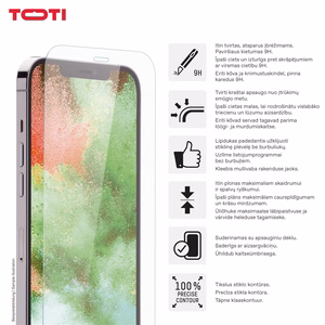 Grūdintas stiklas 2D ekrano apsauga visam paviršiui, skirta iPhone 13/13 Pro/14/16e, skaidri