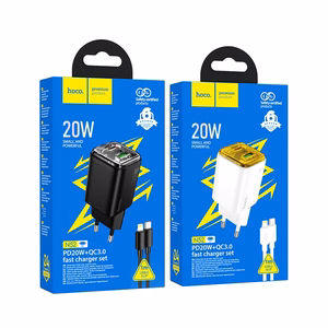 Įkroviklis telefonui Hoco USB A + USB C QC3.0 PD 3A 20W + kabelis USB C į Lightning N52 baltas