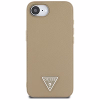 Guess Grained Triangle MagSafe dėklas telefonui iPhone 16e - ruda