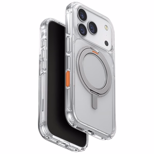 Uniq Swivix dėklas iPhone 17 Pro su 360° pasukamu stovu – skaidrus