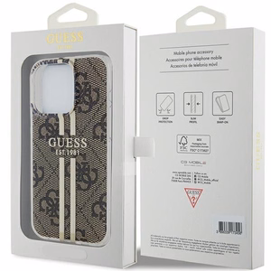 Guess IML 4G Gold Stripe dėklas telefonui iPhone 15 Pro - rudas