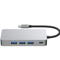 Tech-Protect HB05 HUB 9in1 USB-C + USB2.0 + USB3.0 + HDMI 4K 60Hz + SD / TF + PD100W + RJ45 adapteris - pilkas