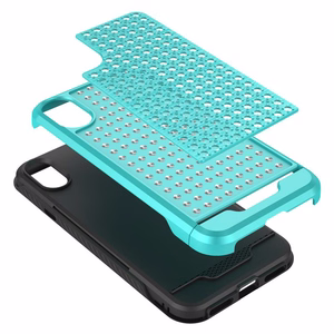 Zizo Star Diamond Hybrid dėklas, skirtas iPhone X, melsvai žalias ir juodas