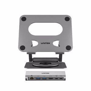 UNITEK LAPTOP STAND WITH 5-IN-1 USB-C HUB, PD 100W