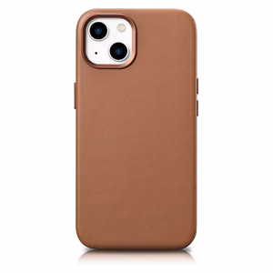 Чехол iCarer Leather из натуральной кожи для iPhone 14 Plus коричневый (совместим с MagSafe)
