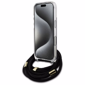 Guess Kryžminis Dirželis 4G Rašto Dėklas su Virvele iPhone 16 Pro - juodas