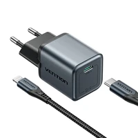 "GaN Vention" USB-C 20 W įkroviklis + USB-C-L 1 m kabelis (pilkas)