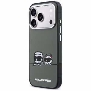 Karl Lagerfeld IML Karl & Choupette Peekaboo Logo MagSafe Dėklas for iPhone 17 Pro Max - juodas